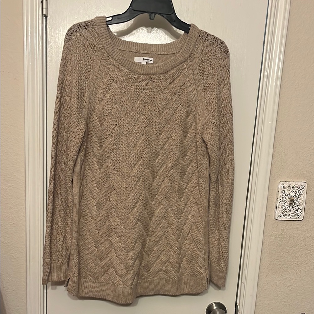 Sonoma Women's Tan Crew Neck Sweater